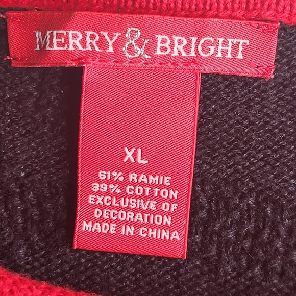 Merry & Bright 3D Fuzzy Bearded Santa Ugly Christmas Holiday Party Sweater XL - Picture 6 of 11